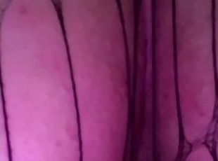 Tight creamy pussy in fishnets you can hear !!