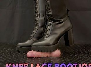 Cock Squeeze & Bootjob in Sexy Black Lace Knee Boots with TamyStarly - CBT, Trampling, Cock Crush