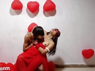 Indian Couple Valentine Day Hot Sex Video Bhabhi In Red Desi Sari F...