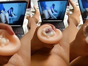 Horny guy watches hardcore porn wearing tight pussy has a very powe...