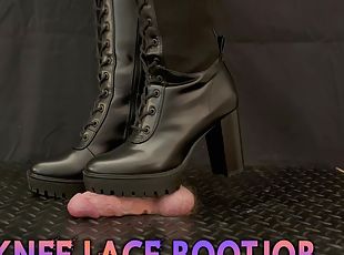 Cock Squeeze & Bootjob in Sexy Black Lace Knee Boots with TamyS...