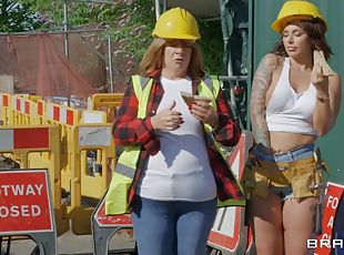 Sexy female construction worker gets fucked balls deep