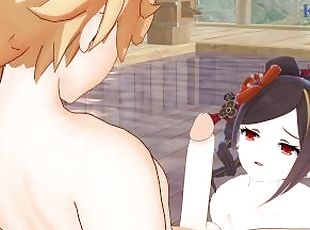 Chiori and Aether have intense sex in the bathroom. - Genshin Impac...