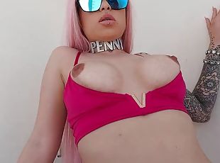 Latina bitch with pink hair, Penny Unicorn pickup and bareback fuck from German old tourist