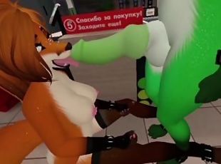 ??????? ???? Furry cashier gets fucked by a customer in a shop arou...