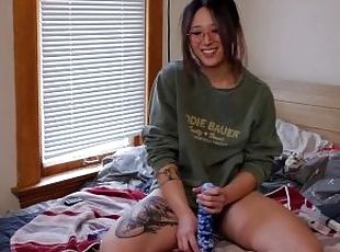 asiatique, masturbation, amateur, anal, mignonne, gode, coréen, petits-seins