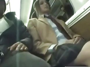 Hot teen fucking and sucking big cock in the bus
