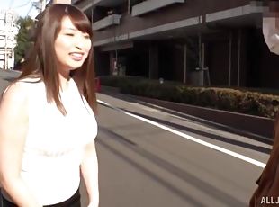 Amateur Japanese babe Akiyama Shouko teases with her big boobs
