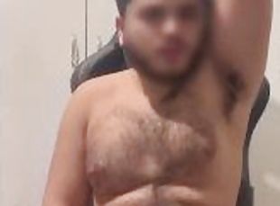 Arabic hairy man jerking off and cumming all over