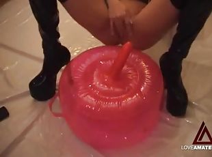 amador, brinquedo, fudendo, dildo, perfeito, latex, sexo-vestido