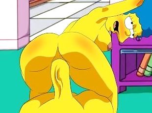 Marge fucks hard while moaning, the simpsons parody