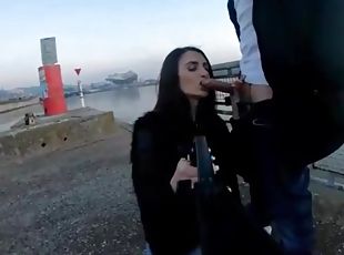 utendørs, kone, amatør, blowjob, fransk, par, facial