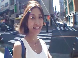 A pretty Asian girl has a fun day out then goes home and gets fucked