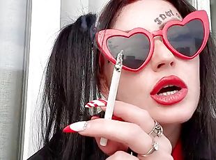 Sexy smoking fetish by Dominatrix Nika. Mistress smokes 2 cigarette...