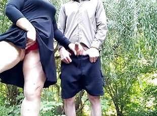 Masturbating mother in law helped me cum outside in the park