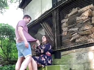 Chubby amateur girlfriend and her boyfriend having a lot of fun outdoors in public park