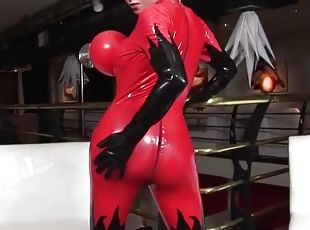 masturbieren, transsexueller, babe, latex, brunette