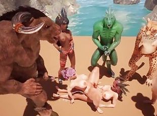 tate-mari, monstru, petrecere, anal, futai-in-grup, animatie, hentai, 3d, tate