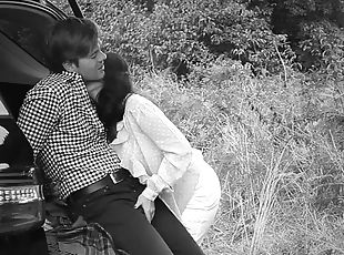 Couple outdoor in bw