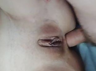 A GIRL with small tits likes to film while being gently fucked in t...