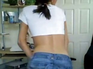 Webcam brunette teen striptease
