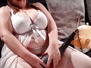Hard piping orgasms - powerful massager - lingerie, stockings and g...