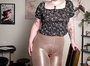 Layering crotchless pantyhose! Extended softcore YouTube video