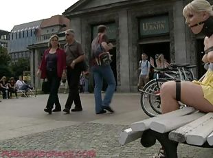 public, bdsm, blonde, bus, bondage, humiliation, fessée