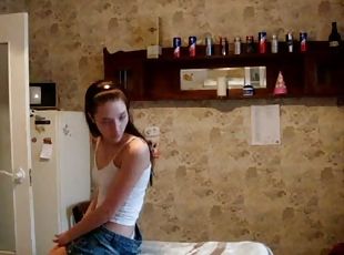 Brunette Teen Girlfriend Giving Head and Getting Fucked in Homemade...