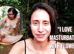 poilue, masturbation, mamelons, en-plein-air, chatte-pussy, amateur, allemand, naturel, solo, brunette