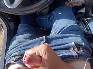 masturbación, al-aire-libre, público, amateur, gay, coche, a-solas