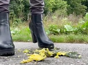 Crushed a zucchini with my sexy ankle boots