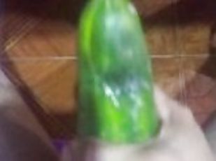  jerking off with the cucumber that my stepaunt ate and the one she...