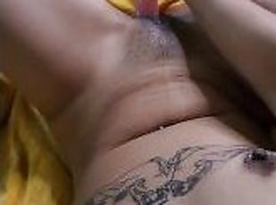 asiatique, masturbation, amateur, milf, jouet, point-de-vue, horny, gode, solo, tatouage