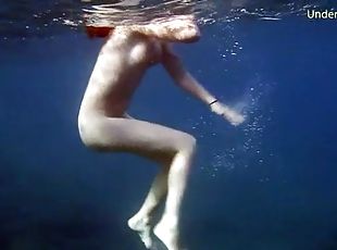 حمراء-الشعر, جنس, صغيرة-الثدي, تحت-سطح-الماء