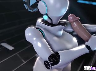 Naughty masked 3D ebony robot enjoying dick ride and tease session for that massive dick