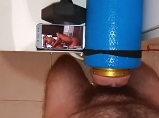 moments of fucking fleshlight of a virgin guy while he's watching t...