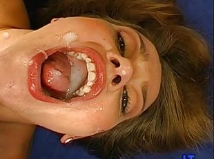 blowjob, cumshot, svelging, facial, cum, bukkake, brunette