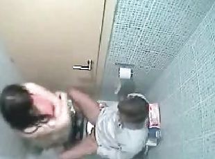 Couple caught having sex in the bathroom by a secret cam