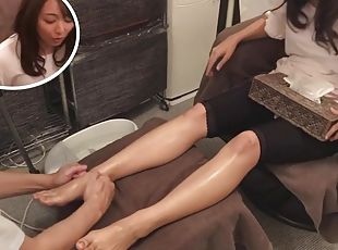 asiatisk, massage, fötter, fetisch