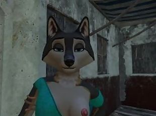 3D Furry game Vestina. Furry girl was selling cookies on the street...