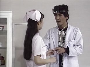 Asian nurse and doctor get their fuck on in an exam room