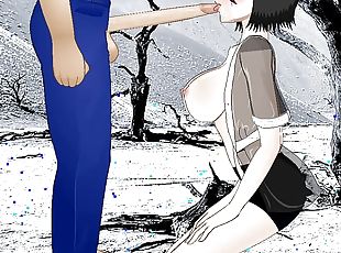 Rukia Kuchiki worships a huge cock with wet sloppy intense deepthro...