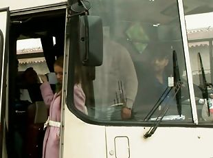 Slutty Amy Cameron gets fucked remarcably well in a bus