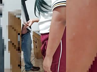 Real homemade. Quick sex in the classroom. Teen student sucking teachers cock in public