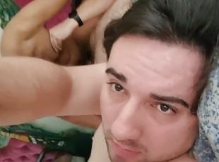 Interracial Gay Blow Job Face / Skull / Throat Fuck as Cuckold Husb...