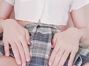 Cute boy masturbates in a nice skirt uncut cock Korean cock