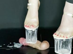 amatorskie, wystrysk-spermy, zestawienie, para, stopy, fetysz, robienie-dobrze-stopami