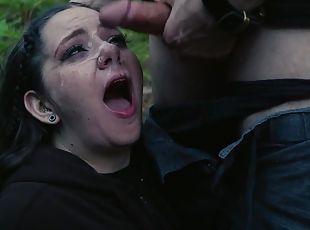 Deepthroat and Facial Outdoors - Brunette Lily Thot Face Fucked In ...