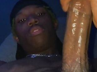 Cum and watch me stroke this big black dick until i cum and orgasm ...
